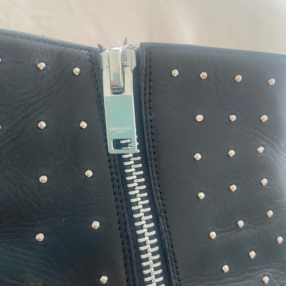 Saint Laurent Black Ankle Boots with Silver Studs - Picture 10 of 10